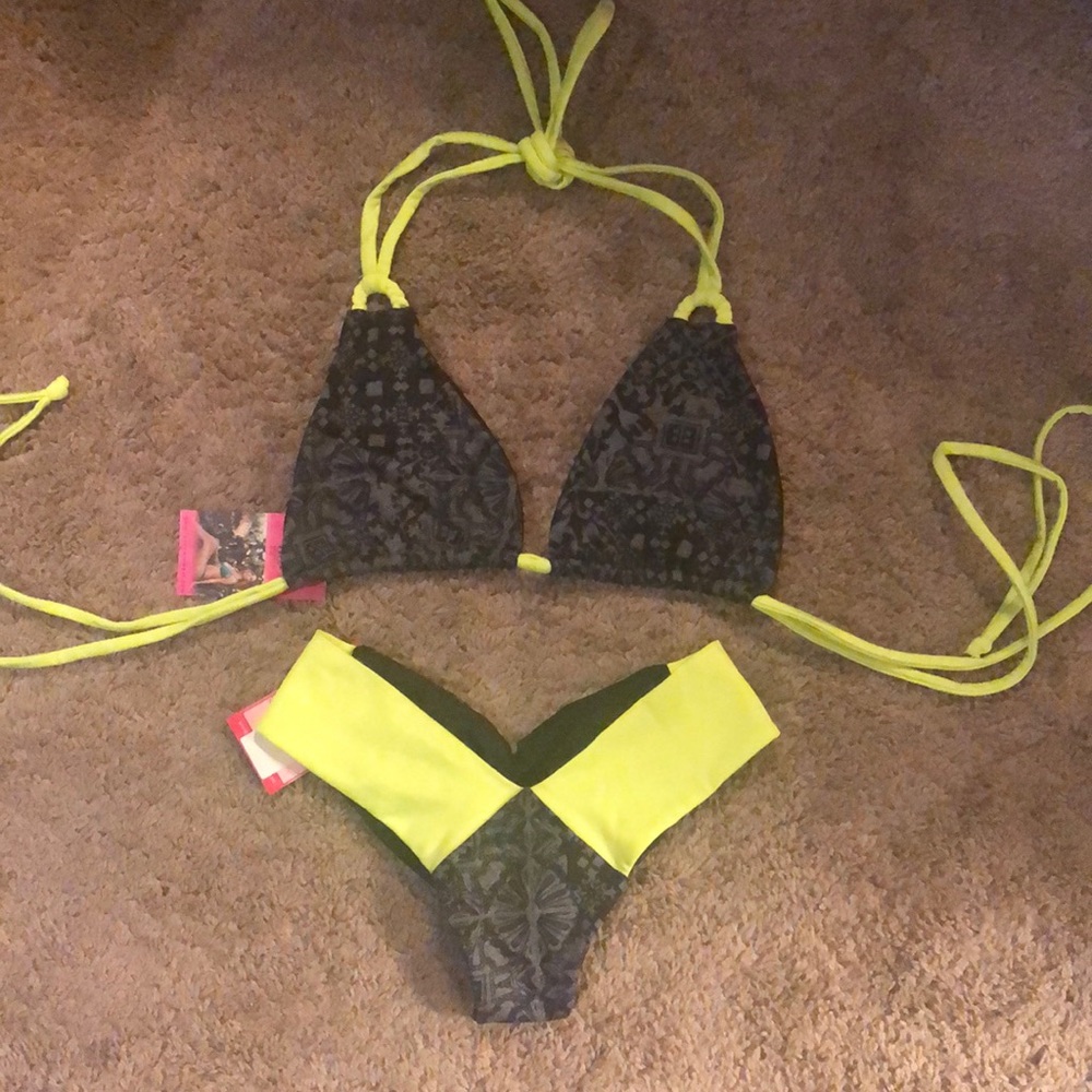 Neon Green and Black Bikini